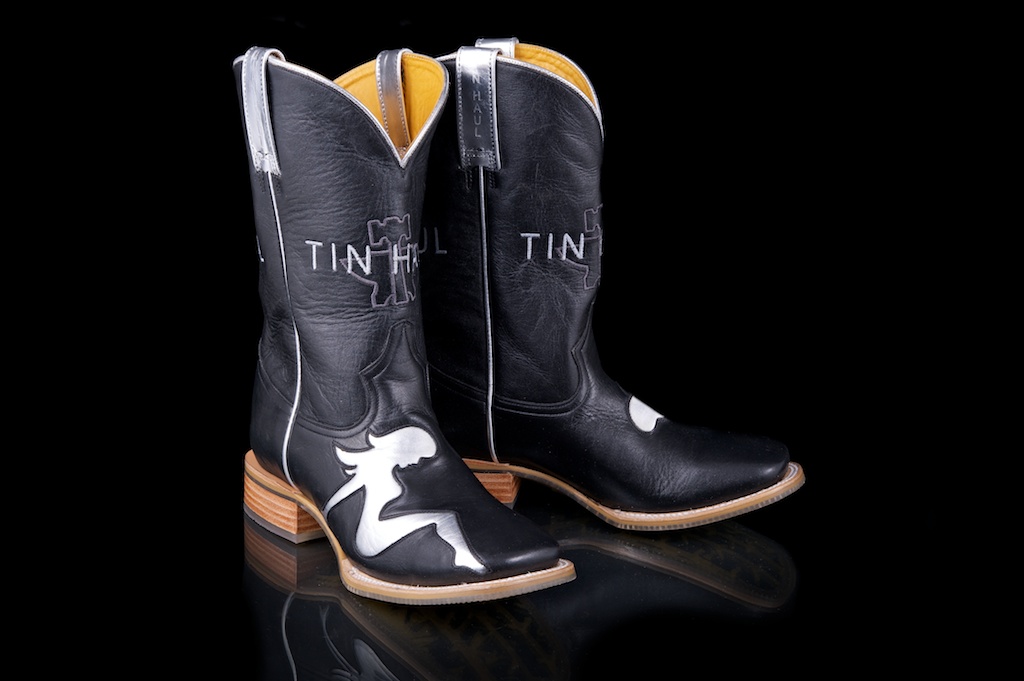 NIB Tin Haul Mens Cowboy Western Boots MudFlap Girl Black Graphic Sole